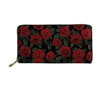 Pizding Red Rose Leather Wallets Womens Lady Long Wallet Purse Clutch Bag Girls Birthday,Valentine's Day,Memorial Day,Festival Gifts