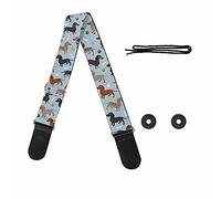 Pizding Retro Guitar Strap Print Cute Dog for Bass, Electric and Acoustic Guitars Strap, Adjustable Length,Replacement Crossbody Strap Purse for Guitar Players