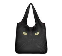 Pizding Reusable Grocery Bags Black Cat Design Eco-Friendly Produce Bags Foldable Collapsible Large Storage Tote Bags Box for Clothes, Toys, Shoes and Picnic
