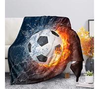 Pizding Sherpa Fleece Blanket 51.2x59.1inch Soccer Print Plush Throw Fuzzy Soft Reversible Flannel Blankets for Couch,Bed,Sofa,Recliner,Soccer Sport Match Cozy Skin-friendly Gift for Men Boys