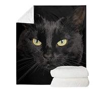 Pizding Sherpa Throw Blanket Washable Winter Summer Fall Spring Blankets for Couch Sofa Bed Size 51.2x59.1 inches Black Cat Printed Plush Blankets Gift for Women Men Kids Boys Girls