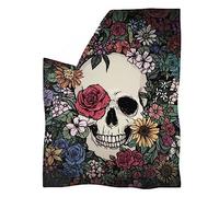 Pizding Skull Blankets Flannel Throw Super Soft Warm Plush Fluffy Lightweight Cozy Fuzzy Blankets for Children Teens, Young Girls or Adult for Couch Bed Sofa 59.1 x 78.7 inch