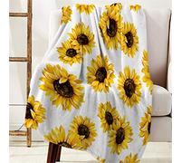 Pizding Soft Sunflower Print Throw Blanket Sherpa Backing Washable Throw Blankets Decor for Bedroom Office Sofa Couch Chair Floor Recliner Photo Props 51.2x59.1 inch for Women Girls Ladies