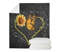 Pizding Soft Throws and Blankets for Sofa - Fuzzy Washable Sherpa Microfiber Blanket - for Couch Bed Chair Photo Props 51.2x59.1 inch Bling Butterfly Sunflower Print for Women Girls Ladies