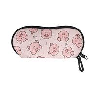 Pizding Sunglasses Case Organizer, Portable Glasses Case for Kids with Clip Anti-Scratch Eyeglasses Bag Pink Pig for Kids Girls Women