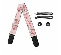 Pizding Women Girls Guitar Strap for Bass, Electric/Acoustic Guitars Players with Pink Pig Pattern Storage Guitar Picks Adjustable Strap Crossbody Guitar Straps