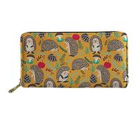 Pizding Womens Wallet eather Purse with Coin Pocket Hedgehog Pattern Durable Wallets Travel Business Shopping Causal Money Clips Handbag Banquest Yellow
