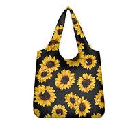 Pizding Yellow Sunflower Design Reusable Grocery Bags Storage Baskets Shopping Bag, Foldable Collapsible Large Product Tote Bags Box for Daily Clothes, Toys, Shoes and Picnic