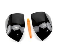 Pizgear 1 Pair Carbon Pattern Side Door Wing Mirror Cover Caps, for Ford, for Focus, Mk.2 2005 2006 2007 2008 Auto Exterior Parts Mirror Cover Replacement Covers Side Wing Mirror Caps(BLACK No light-1