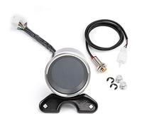 Pizgear 12V Motorcycle Tachometer Meter LIGHT Backlight LCD Digital Speedometer Temperature Fuel Level Gauge, for Harley Motorcycle Speedometer(With sensor)