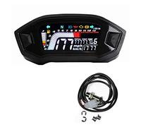 Pizgear 12V Universal Motorcycle LCD Digital Speedometer Tachometer Fuel Level Gauge 13000RPM 2 And 4 Cylinder Types 24H Clock Motorcycle Speedometer(Gauge and Sensor)