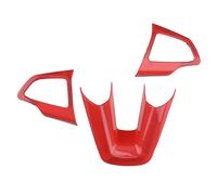 Pizgear 3Pcs Car Steering Wheel Switch Button Cover Frame Trim Decoration LHD, for Ford, for Focus 2015 2016 2017 2018 Red Steering Wheel Trim