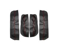 Pizgear 4pcs/Set, for Peugeot, 3008 2011 2012 Car Interior Door Armrest Panel Black Microfiber Leather Cover Trim Accessories With Tools Car Door Panel(Black-red line)