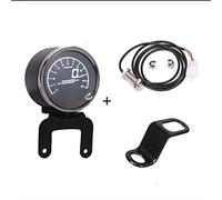 Pizgear Multi-functional Gauges Instruments Motorcycle Digital Odometer Tachometer Fuel Level Speed Meter Indicator LIGHT Round 12000rpm Motorcycle Speedometer(With bracket)