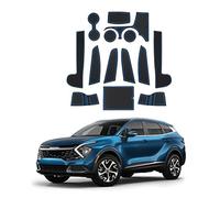 Pizgear Non-Slip Rubber Mats, for Kia, Sportage NQ5 [RHD] (Automatic Transmission), Car Door Slot Mat Armrest Drink Holder Centre Console, Auto Accessories, 14pcs/Set Center Console Mat(Blue)