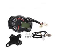 Pizgear Speedometer Tachometer Odometer Gear 19000RPM 299km/h MPH Motorcycle Fuel Level Warning Water Temp DC 12V With 7 Backlights Motorcycle Speedometer(Option 4)