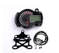 Pizgear Speedometer Tachometer Odometer Gear 19000RPM 299km/h MPH Motorcycle Fuel Level Warning Water Temp DC 12V With 7 Backlights Motorcycle Speedometer(Option 6)