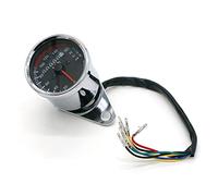 Pizgear Universal Motorcycle Speedometer Odometer Gauge Dual Speed Meter With LCD Indicator Vintage Modification Accessory Motorcycle Speedometer(Black)