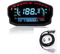 Pizgear Universal Motorcycle Tachometer 10000RPM Water Temp Speedometer Fuel Level Gauge Digital Odometer 12H Clock 1 2 4 Cylinders Motorcycle Speedometer(Gauge and Sensor)