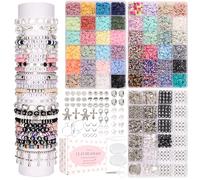 Pizooro Bracelet Making Kit 3 Boxes,Clay Beads for Jewelry Making,Silver Letter Bead with Cross Charm,Silver Earrings and Elastic String,Friendship Bracelet for Women,Birthday Gifts for Women Girls