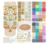 Pizooro Clay Beads 3 Boxes Bracelet Making Kit, 10500pcs Beads for Jewelry Making, Letter Beads with Charm and Elastic Strings, Friendship Bracelets Holiday Gifts for Girls Adults