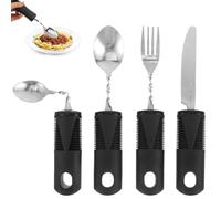 Pizsieat 4 x Parkinson's Cutlery Spoon Thick Handle Easy Grip Vibrating Fork Diet Spoon Anti Shaking Foldable for Elderly Parkinson's and Tremors