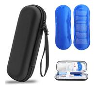 Pizsieat Insulin Cooler Travel Case with 2 Ice Pack Insulin Pen Case Small Diabetic Cool Bag Portable Insulated Medicine Cool Bag Hard Epipen Carry Case Black for Medication Travel Injection