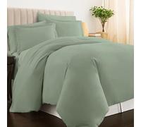 Pizuna 100% Cotton Double Duvet Cover Set Sea Foam, 400 Thread Count Long Staple Cotton Duvet Cover 200x200cm, Sateen Weave Quilt Cover with Button Closure (Double Duvet Cover Cotton)