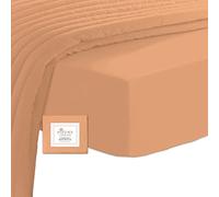 Pizuna 100% Cotton Dusty Coral, 400 Thread Count Long Staple Cotton Single Fitted Sheet 90x200 cm, Sateen Weave 40 cm Deep Pocket Single Fitted Sheet 1 PC Dusty Coral
