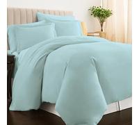 Pizuna 100% Cotton Emperor Duvet Cover Set Baby Blue, 400 Thread Count Long Staple Cotton Duvet Cover 285x240cm, Soft Sateen Weave Quilt Cover with Button Closure