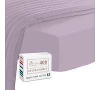 Pizuna 100% Cotton EU Single Fitted Sheet Lavender Frost, 400 Thread Count Long Staple Cotton Fitted Sheet Single Bed 100 X 200cm, Sateen Weave Cooling Sheet Extra Deep 40 cm 1 PC