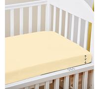 Pizuna 100% Cotton Fitted Crib Sheet Light Yellow, 400 Thread Count Long Staple Cotton Fitted Crib Sheet 40x90 cm, Sateen Weave 12 cm Deep Fitted Sheets 1 PC Light Yellow