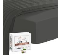 Pizuna 100% Cotton Fitted Sheet Dark Grey, 400 Thread Count Long Staple Cotton Single Fitted Sheet 90x200 cm, Sateen Weave 40 cm Deep Pocket Single Fitted Sheet 1 PC Dark Grey
