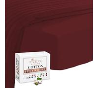 Pizuna 100% Cotton Fitted Sheet Rio Red, 400 Thread Count Long Staple Cotton Emperor Fitted Sheets 200x200cm, Sateen Weave Emperor Fitted Sheet Extra Deep 40 cm 1 PC Rio Red