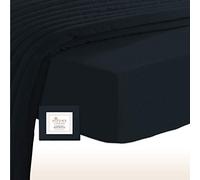 Pizuna 100% Cotton Fitted Sheets King Size Black, 400 Thread Count Long Staple Cotton King Size Fitted Sheet 160x200 cm, Sateen Weave 40 cm Deep Fitted King Size Sheet 1 PC