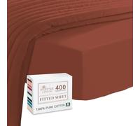 Pizuna 100% Cotton Fitted Sheets King Size Brick Red, 400 Thread Count Long Staple Cotton King Size Fitted Sheet 160x200 cm, Sateen Weave 40 cm Deep Fitted King Size Sheet 1 PC