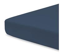 Pizuna 100% Cotton Fitted Travel Sheet Dark Blue, 400 Thread Count Long Staple Cotton Fitted Travel Sheet 60x120 cm, Sateen Weave 14 cm Deep Fitted Sheets 1 PC Dark Blue
