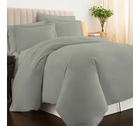 Pizuna 100% Cotton King Size Duvet Cover Sets Silver, 400 Thread Count Long Staple Cotton King Duvet Cover 230x220cm, Sateen Weave Quilt Cover with Button Closure (Kingsize Duvet Cover Sets)