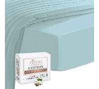 Pizuna 100% Cotton King Size Fitted Sheets Baby Blue, 400 Thread Count Long Staple Cotton Kingsize Fitted Bed Sheets 150x200 cm, Sateen Weave 40 cm Deep Fitted King Size Sheet 1 PC