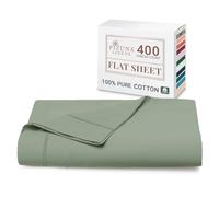 Pizuna 100% Cotton King Size Flat Sheet Sea foam Sage, 400 Thread Count Long Staple Cotton Flat Sheet King Size 275x280 cm, Soft Sateen Weave Top Sheet King Size