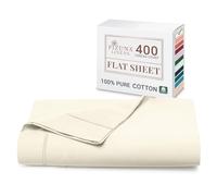 Pizuna 100% Cotton King Size New Ivory Flat Sheets 1 Pc Only, 400 Thread Count Long Staple Combed Cotton King Size Flat Sheet 275 x 280cm, Sateen Weave Ivory Bedding Set (New Ivory Flat sheet King) -