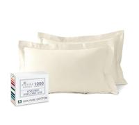 Pizuna 100% Cotton King Size Oxford Pillowcase 2Pc Ivory 1000 Thread Count