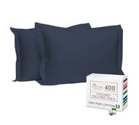Pizuna 100% Cotton Long Pillow Cases 2 Pack 50x90cm King Size Pillow Covers Dark Blue, 400 Thread Count Long Staple Combed Cotton Pillowcases, Luxurious Soft Sateen Large Pillowcases 2 pack