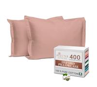 Pizuna 100% Cotton Long Pillow Cases 2 Pack 50x90cm King Size Pillow Covers Misty Rose, 400 Thread Count Long Staple Combed Cotton Pillowcases, Luxurious Soft Sateen Large Pillowcases 2 pack
