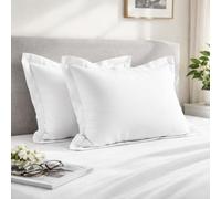 Pizuna 100% Cotton Long Pillow Cases 2 Pack 50x90cm King Size Pillow Covers White, 400 Thread Count Long Staple Combed Cotton Pillowcases, Luxurious Soft Sateen Large Pillowcases 2 pack