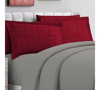 Pizuna 100% Cotton Red Big Checks Oxford Pillow Cases 2 Pack, 300 Thread Count Long Staple Combed Cotton Checked Bedding, Sateen Standard Pillow Cover 50 x 75cm (Damask Bedding Set) -