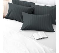 Pizuna 100% Cotton Satin Stripe Anthracite Grey Housewife Pillowcases 2 Pack, 300 Thread Count Damask Bedding Long Staple Combed Cotton Sateen Pillow Case 48x74 (Gray Pillow Cases 2 Pack) -