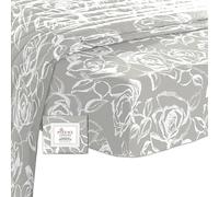 Pizuna 100% Cotton Simply Floral Silver Printed Emperor Fitted Sheet 200x200, 400 thread Count Long Staple Cotton Fitted Emperor Sheet 1 Pc, Sateen 40 cm Deep Pocket (Printed Fitted Sheet Emperor)
