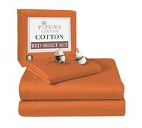 Pizuna 100% Cotton Single Bed Sheet Set Burnt Orange 400 Thread Count