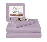 Pizuna 100% Cotton Single Bed Sheet Set Lavender Frost, 400 Thead Count Long Staple Cotton Bedding Set 180x280 cm, Soft Sateen 3 PC Single Bed Sheet Set